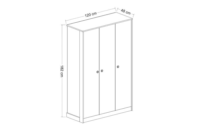 Berdez Garderobe 120x182 cm - Hvit - Oppbevaring - Klesoppbevaring - Garderober & garderobesystem