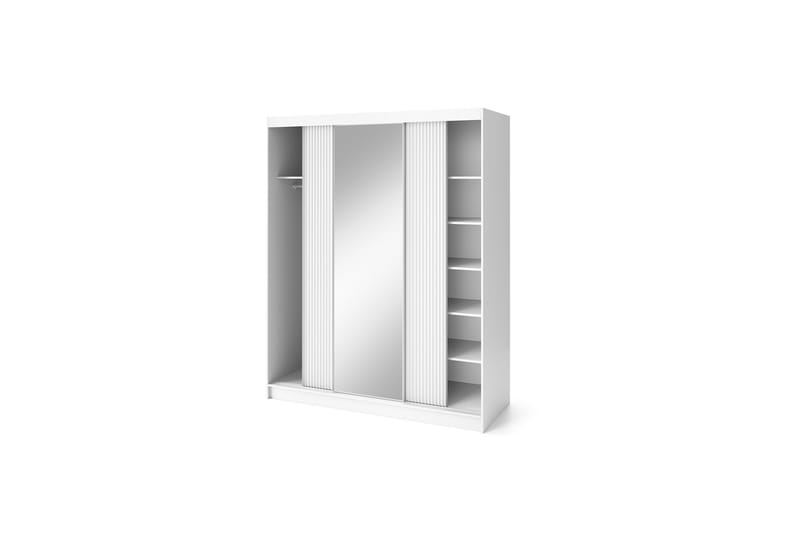 Biancco Garderobe med Speil 120x220 cm - Hvit - Oppbevaring - Klesoppbevaring - Garderober & garderobesystem