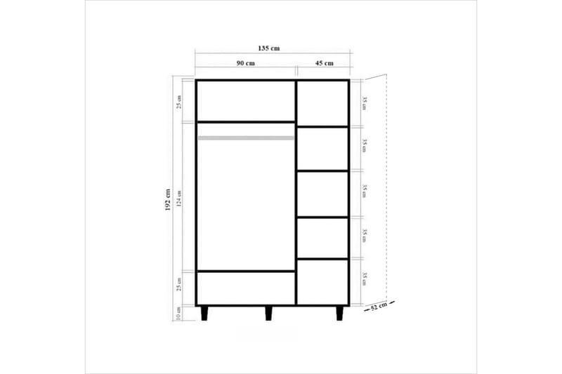 Brokind Garderobe 135 cm - Brun/Eik - Oppbevaring - Klesoppbevaring - Garderober & garderobesystem