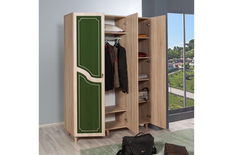 Brokind Garderobe 135 cm - Brun/Grønn - Oppbevaring - Klesoppbevaring - Garderober & garderobesystem