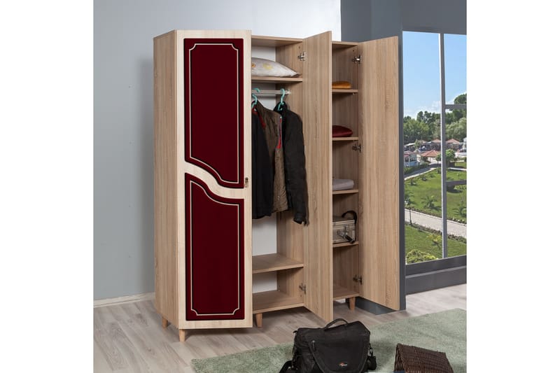 Brokind Garderobe 135 cm - Brun/Rød - Oppbevaring - Klesoppbevaring - Garderober & garderobesystem