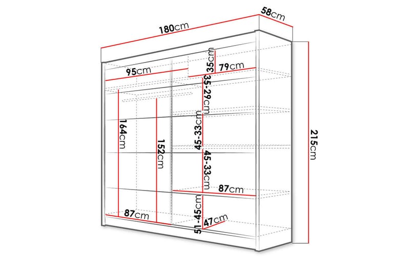 Canderbury Garderobe 180x215 cm - Beige - Oppbevaring - Klesoppbevaring - Garderober & garderobesystem