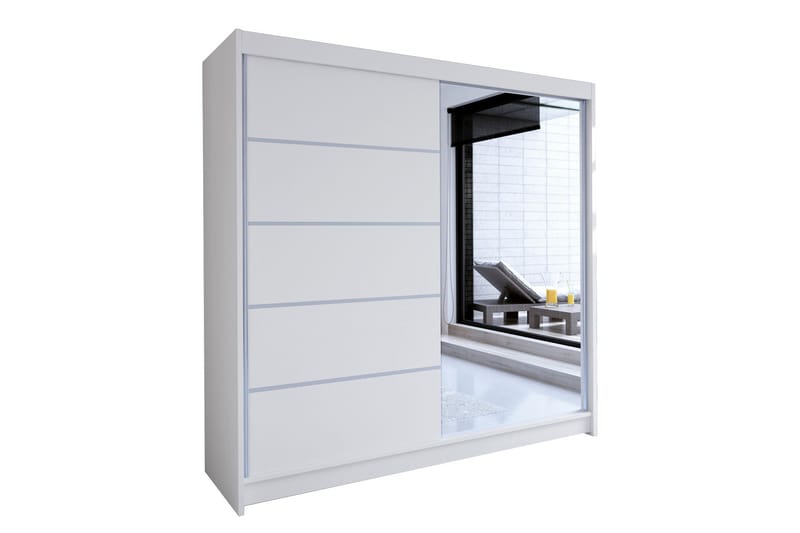 Canderbury Garderobe med Speil 180x215 cm - Hvit - Oppbevaring - Klesoppbevaring - Garderober & garderobesystem