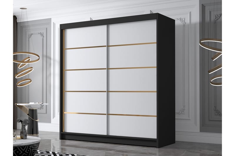 Chavez Garderobe 180x215 cm - Hvit/Svart - Oppbevaring - Klesoppbevaring - Garderober & garderobesystem