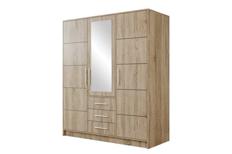 Chavez Garderobe med Speil 147x200 cm - Beige - Oppbevaring - Klesoppbevaring - Garderober & garderobesystem