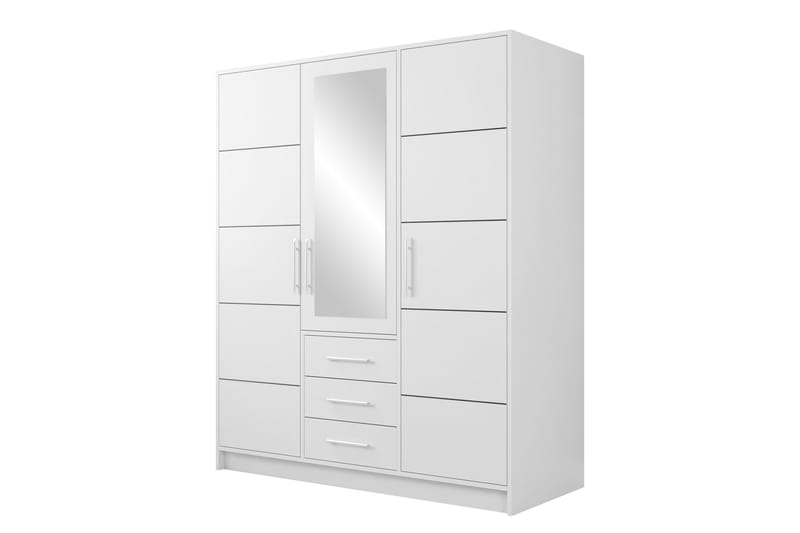 Chavez Garderobe med Speil 147x200 cm - Hvit - Oppbevaring - Klesoppbevaring - Garderober & garderobesystem