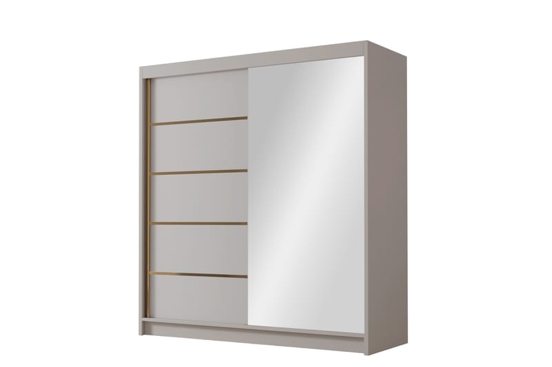 Chavez Garderobe med Speil 180x215 cm - Beige - Oppbevaring - Klesoppbevaring - Garderober & garderobesystem