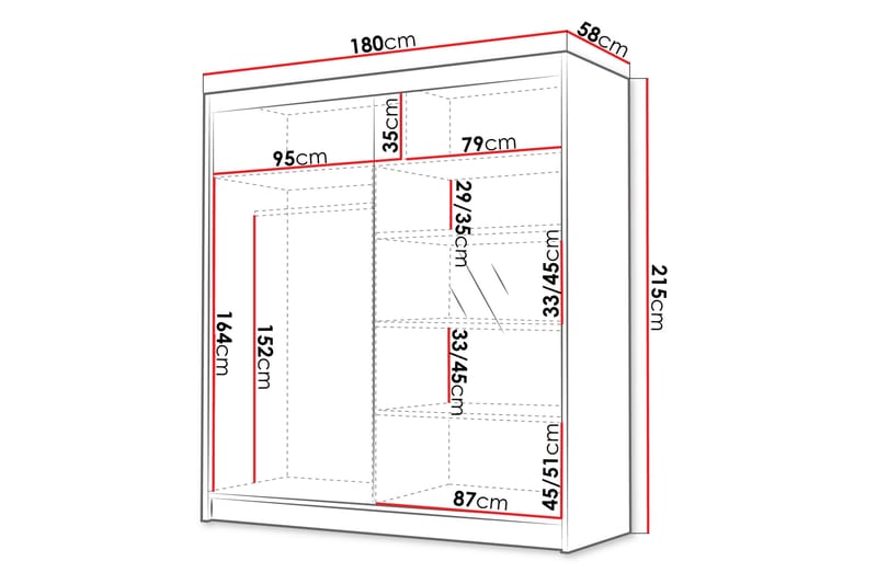 Chavez Garderobe med Speil 180x215 cm - Beige - Oppbevaring - Klesoppbevaring - Garderober & garderobesystem