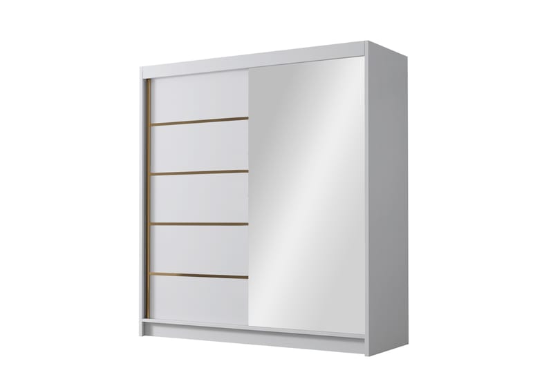 Chavez Garderobe med Speil 180x215 cm - Hvit - Oppbevaring - Klesoppbevaring - Garderober & garderobesystem