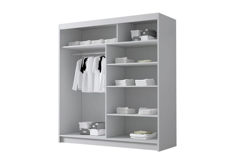 Chavez Garderobe med Speil 180x215 cm - Hvit/Svart - Oppbevaring - Klesoppbevaring - Garderober & garderobesystem