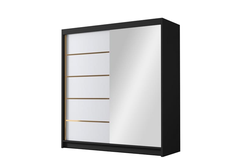 Chavez Garderobe med Speil 180x215 cm - Hvit/Svart - Oppbevaring - Klesoppbevaring - Garderober & garderobesystem