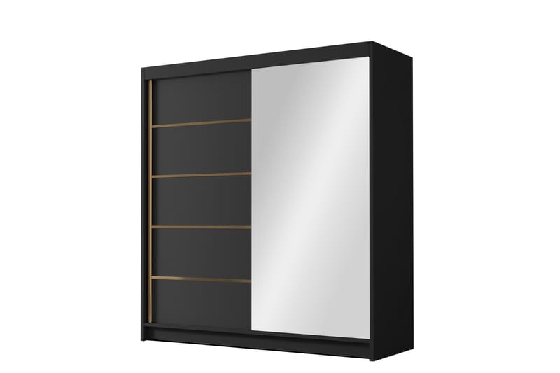 Chavez Garderobe med Speil 180x215 cm - Svart - Oppbevaring - Klesoppbevaring - Garderober & garderobesystem