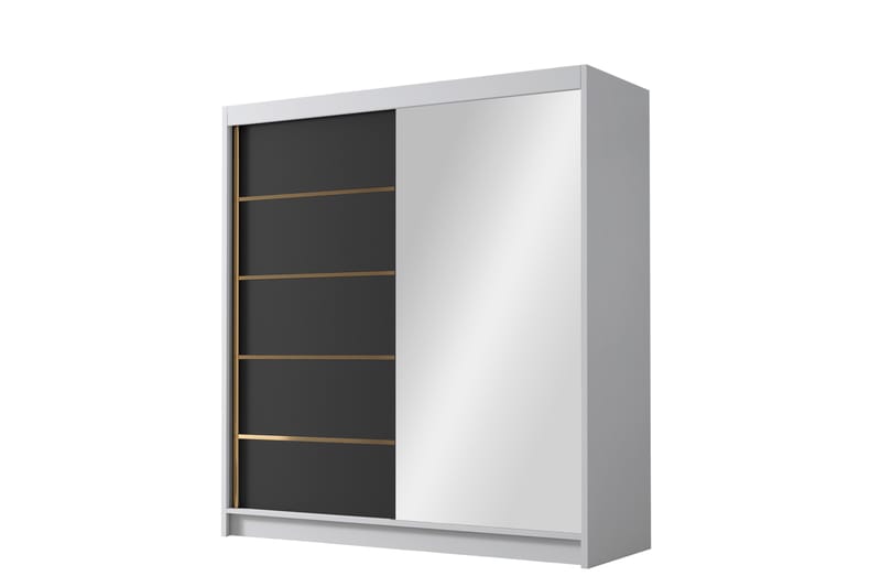 Chavez Garderobe med Speil 180x215 cm - Svart/Hvit - Oppbevaring - Klesoppbevaring - Garderober & garderobesystem