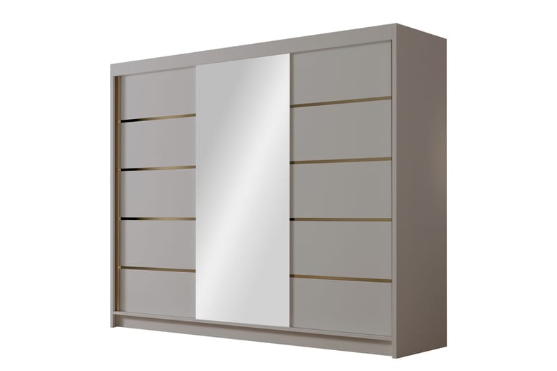 Cinerea Garderobe med Speil 250x215 cm - Beige - Oppbevaring - Klesoppbevaring - Garderober & garderobesystem