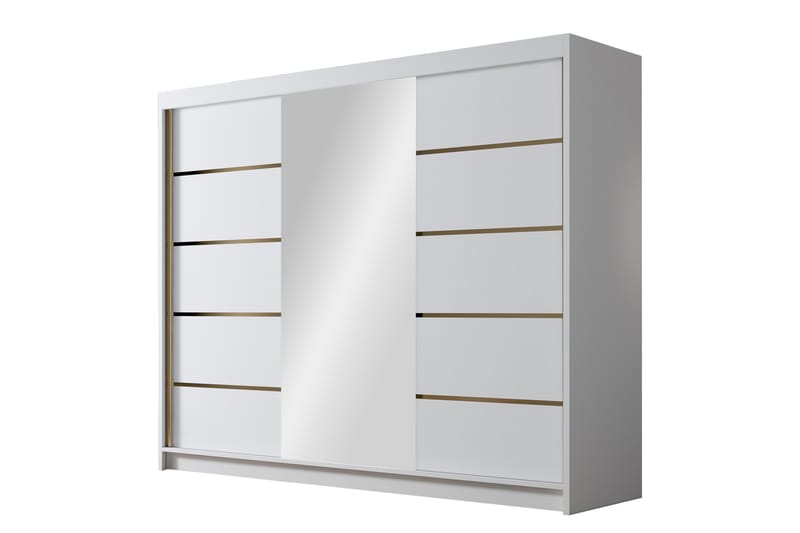 Cinerea Garderobe med Speil 250x215 cm - Hvit - Oppbevaring - Klesoppbevaring - Garderober & garderobesystem