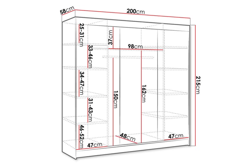 Cyria Garderobe 200x215 cm - Beige - Oppbevaring - Klesoppbevaring - Garderober & garderobesystem