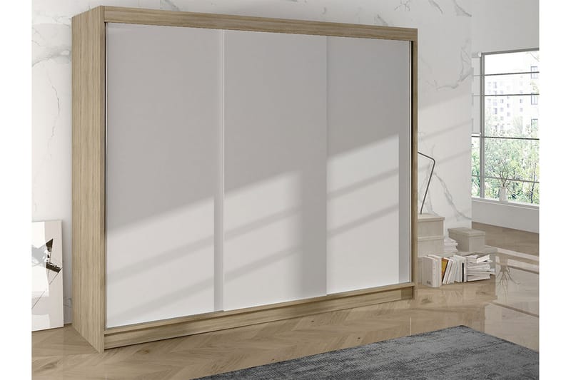 Cyria Garderobe 200x215 cm - Beige/Hvit - Oppbevaring - Klesoppbevaring - Garderober & garderobesystem