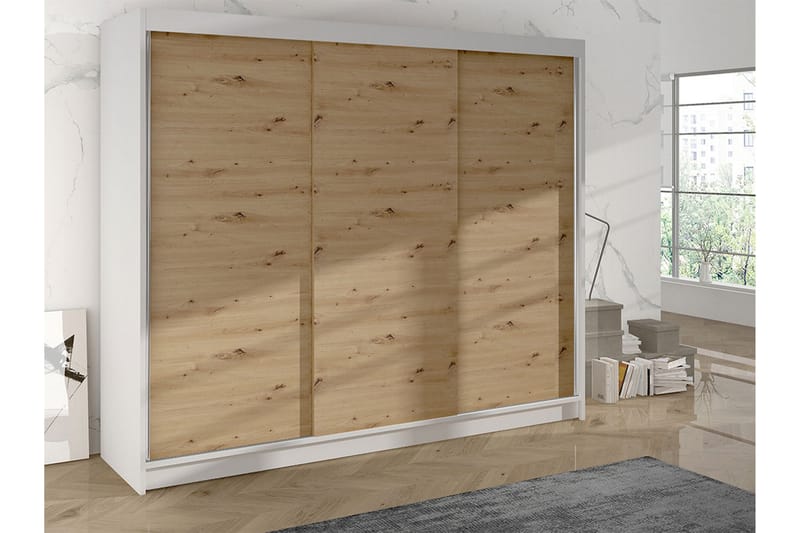 Cyria Garderobe 200x215 cm - Brun/Hvit - Oppbevaring - Klesoppbevaring - Garderober & garderobesystem