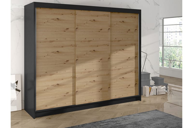 Cyria Garderobe 200x215 cm - Brun/Svart - Oppbevaring - Klesoppbevaring - Garderober & garderobesystem