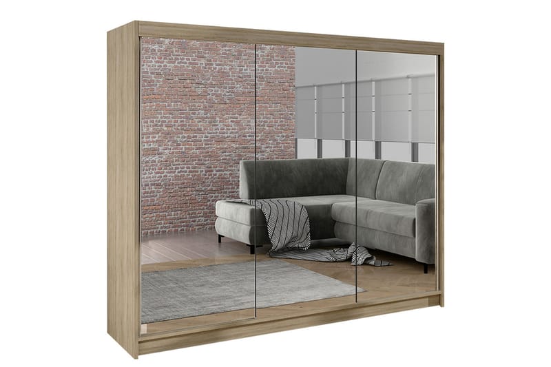 Cyria Garderobe med Speil 200x215 cm - Beige - Oppbevaring - Klesoppbevaring - Garderober & garderobesystem