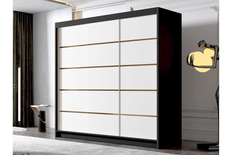 Dianna Garderobe 200x215 cm - Hvit/Svart - Oppbevaring - Klesoppbevaring - Garderober & garderobesystem