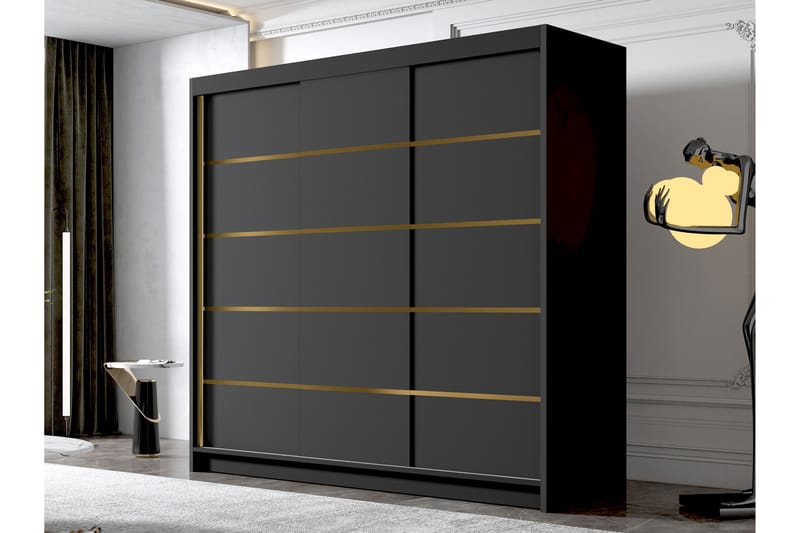 Dianna Garderobe 200x215 cm - Svart - Oppbevaring - Klesoppbevaring - Garderober & garderobesystem