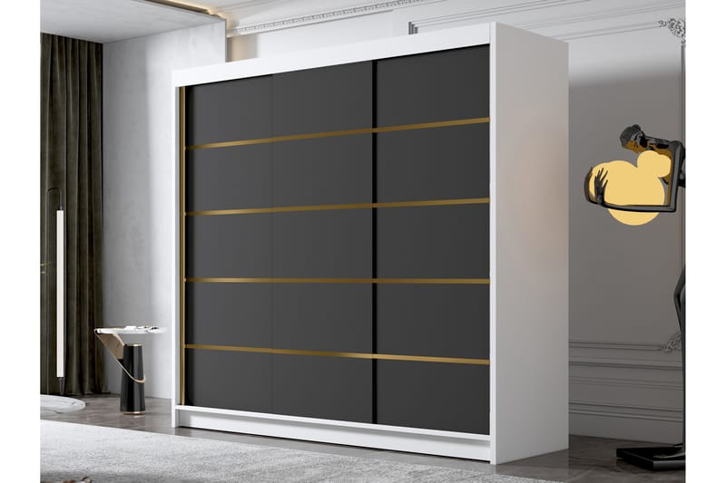 Dianna Garderobe 200x215 cm - Svart/Hvit - Oppbevaring - Klesoppbevaring - Garderober & garderobesystem