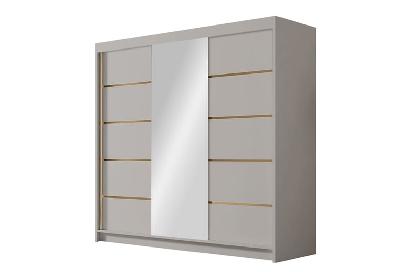 Dianna Garderobe med Speil 200x215 cm - Beige - Oppbevaring - Klesoppbevaring - Garderober & garderobesystem