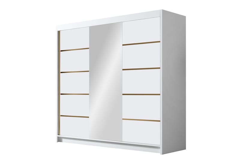 Dianna Garderobe med Speil 200x215 cm - Hvit - Oppbevaring - Klesoppbevaring - Garderober & garderobesystem