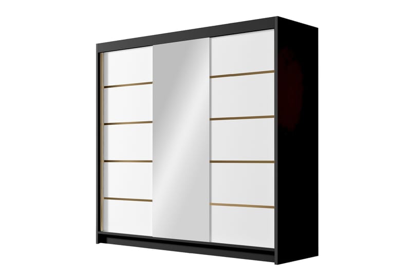 Dianna Garderobe med Speil 200x215 cm - Hvit/Svart - Oppbevaring - Klesoppbevaring - Garderober & garderobesystem