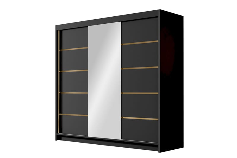 Dianna Garderobe med Speil 200x215 cm - Svart - Oppbevaring - Klesoppbevaring - Garderober & garderobesystem