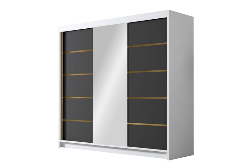 Dianna Garderobe med Speil 200x215 cm - Svart/Hvit - Oppbevaring - Klesoppbevaring - Garderober & garderobesystem