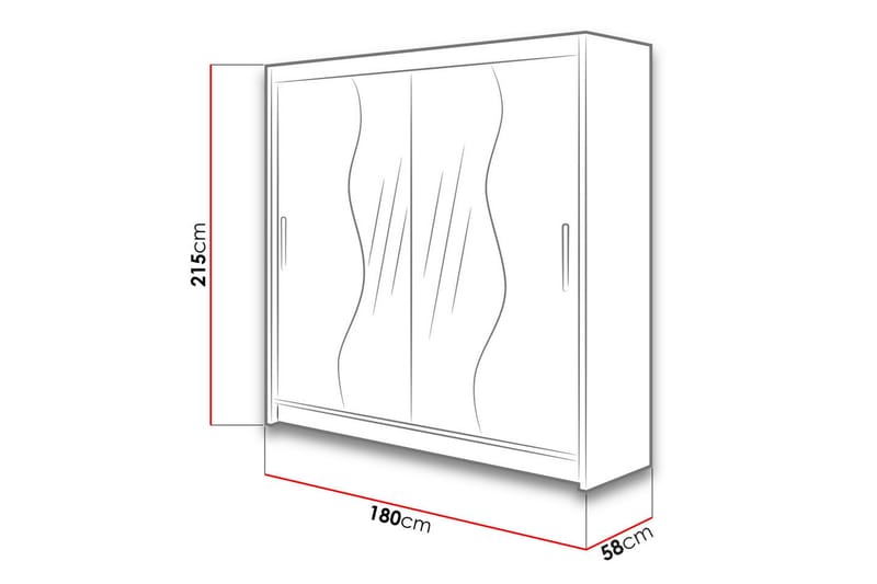 Dravon Garderobe med Speil 180x215 cm - Hvit - Oppbevaring - Klesoppbevaring - Garderober & garderobesystem