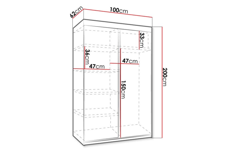 Dunkra Garderobe med Speil LED-belysning Blå 100 cm - Sonomaeik - Oppbevaring - Klesoppbevaring - Garderober & garderobesystem