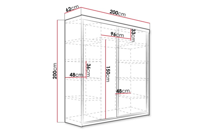 Dunkra Garderobe med Speil LED-belysning Blå 200 cm Bue - Mørk Aske - Oppbevaring - Klesoppbevaring - Garderober & garderobesystem