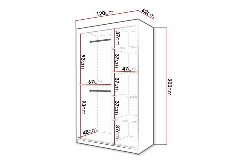 Dunvegan Garderobe med speil - Hvid - Oppbevaring - Klesoppbevaring - Garderober & garderobesystem