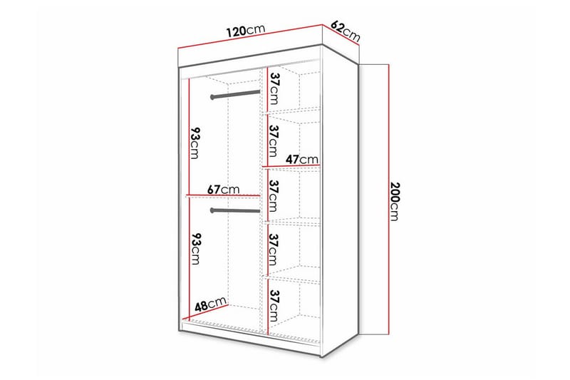 Dunvegan Garderobe med speil - Svart - Oppbevaring - Klesoppbevaring - Garderober & garderobesystem