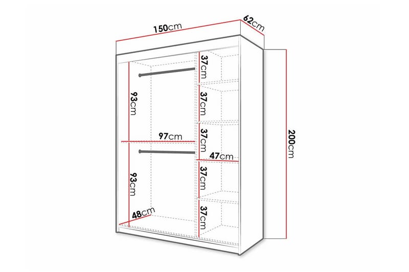 Dunvegan Garderobe med speil - Svart - Oppbevaring - Klesoppbevaring - Garderober & garderobesystem