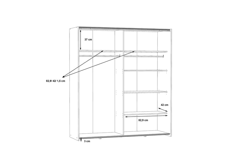 Edessa Garderobe 62x171 cm - Hvit - Oppbevaring - Klesoppbevaring - Garderober & garderobesystem