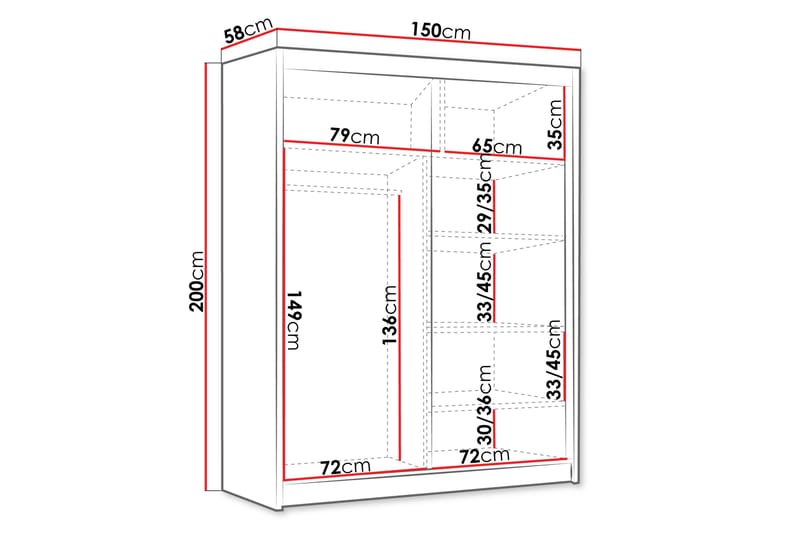 Emet Garderobe 150x200 cm - Beige - Oppbevaring - Klesoppbevaring - Garderober & garderobesystem