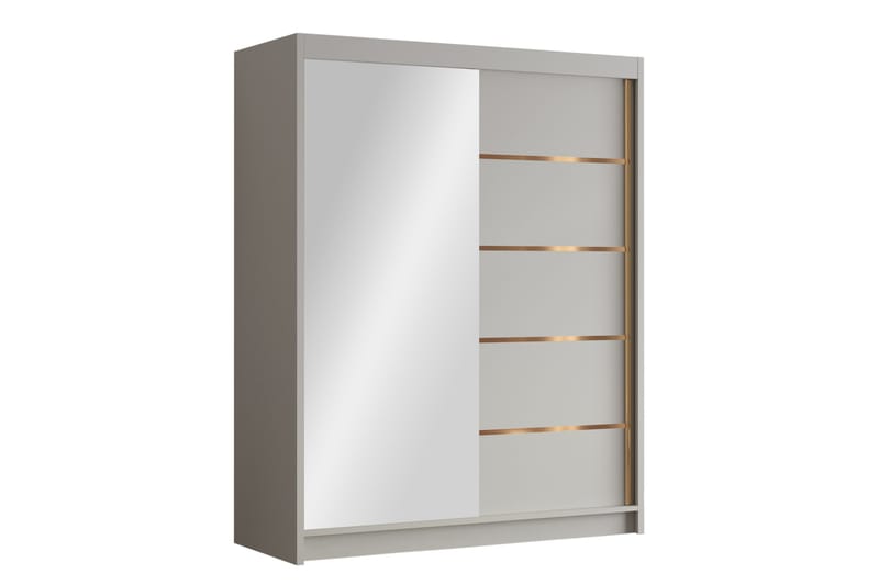 Emet Garderobe med Speil 150x200 cm - Beige - Oppbevaring - Klesoppbevaring - Garderober & garderobesystem