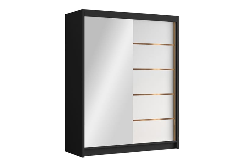 Emet Garderobe med Speil 150x200 cm - Svart - Oppbevaring - Klesoppbevaring - Garderober & garderobesystem