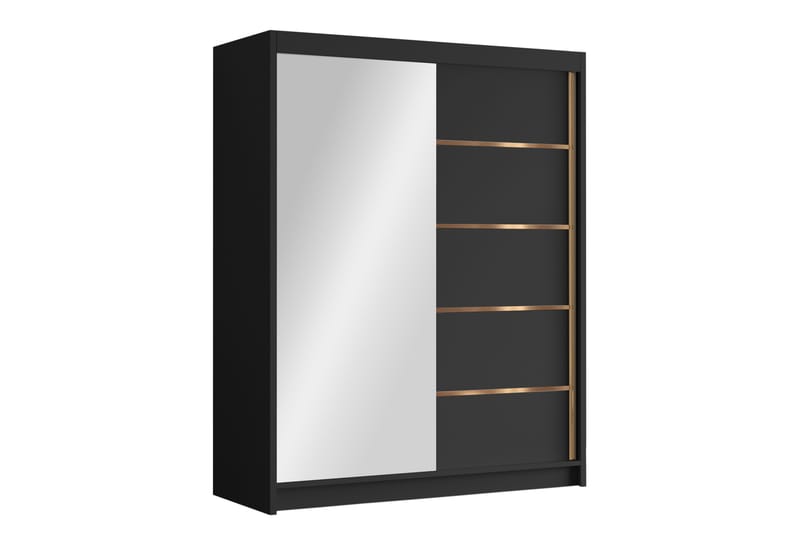 Emet Garderobe med Speil 150x200 cm - Svart - Oppbevaring - Klesoppbevaring - Garderober & garderobesystem