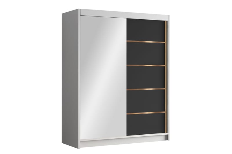 Emet Garderobe med Speil 150x200 cm - Svart/Hvit - Oppbevaring - Klesoppbevaring - Garderober & garderobesystem