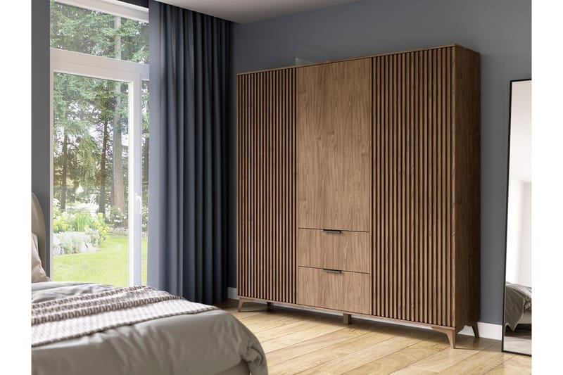 Entsian Garderobe 185x192 cm - Brun - Oppbevaring - Klesoppbevaring - Garderober & garderobesystem