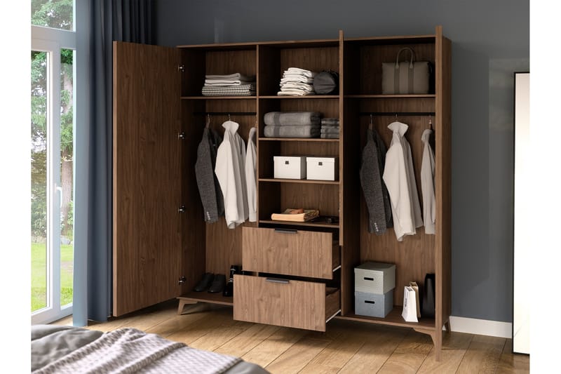 Entsian Garderobe 185x192 cm - Brun - Oppbevaring - Klesoppbevaring - Garderober & garderobesystem