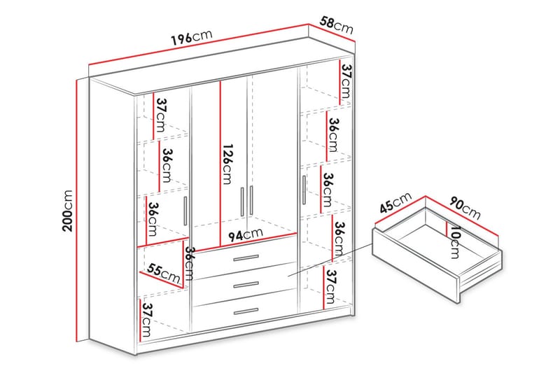 Escaldes Garderobe 196 cm - Grønn - Oppbevaring - Klesoppbevaring - Garderober & garderobesystem