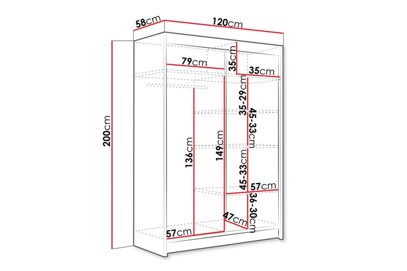 Estella Garderobe 120x200 cm - Beige - Oppbevaring - Klesoppbevaring - Garderober & garderobesystem