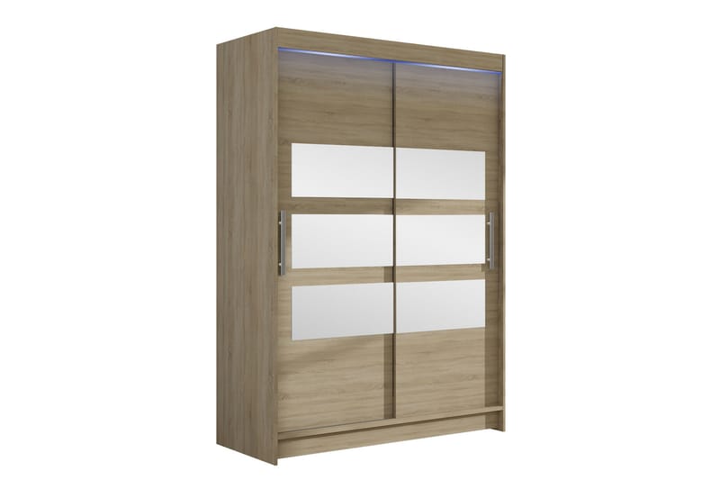 Estella Garderobe med Speil 120x200 cm - Beige - Oppbevaring - Klesoppbevaring - Garderober & garderobesystem