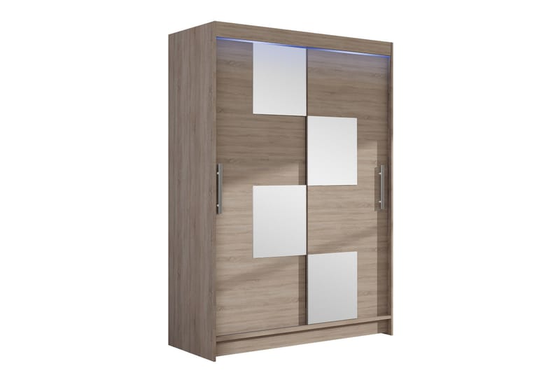 Estella Garderobe med Speil 120x200 cm - Beige - Oppbevaring - Klesoppbevaring - Garderober & garderobesystem